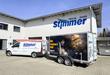 Die mobile Heizzentrale vor dem Firmenstandort der Albert Stimmer GmbH in Taufkirchen